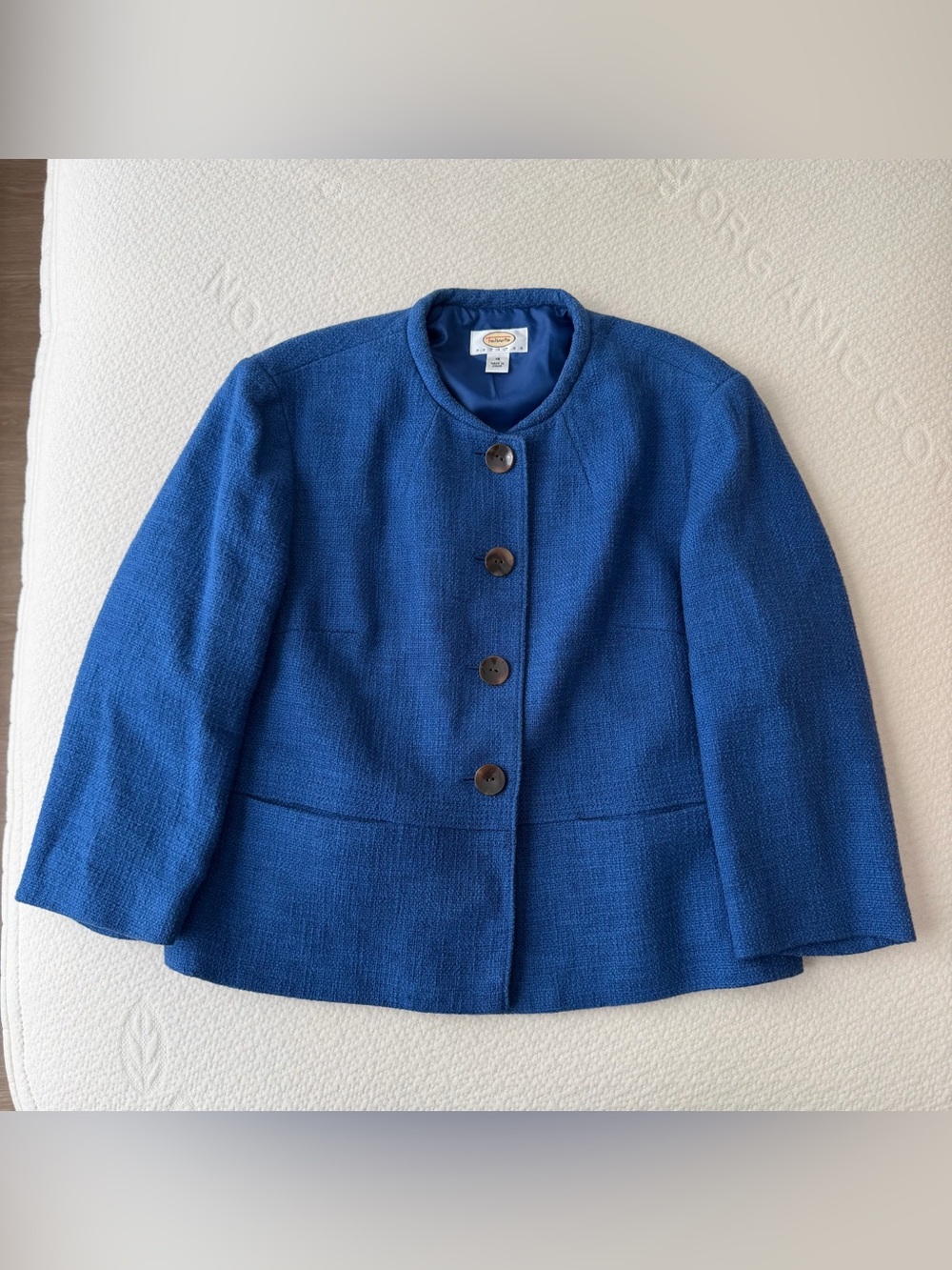 Vintage Talbots Blazer Suit Jacket 16P Cobalt Blue Woven Tweed Academia 90s